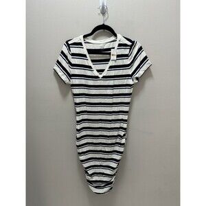 Loft Beach Striped Mini Ruched‎ Shirt Dress Size Medium NWT